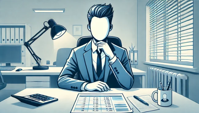 en person sitter vid ett skrivbord och funderar över vilken kapitalstruktur han ska använda i sitt företag