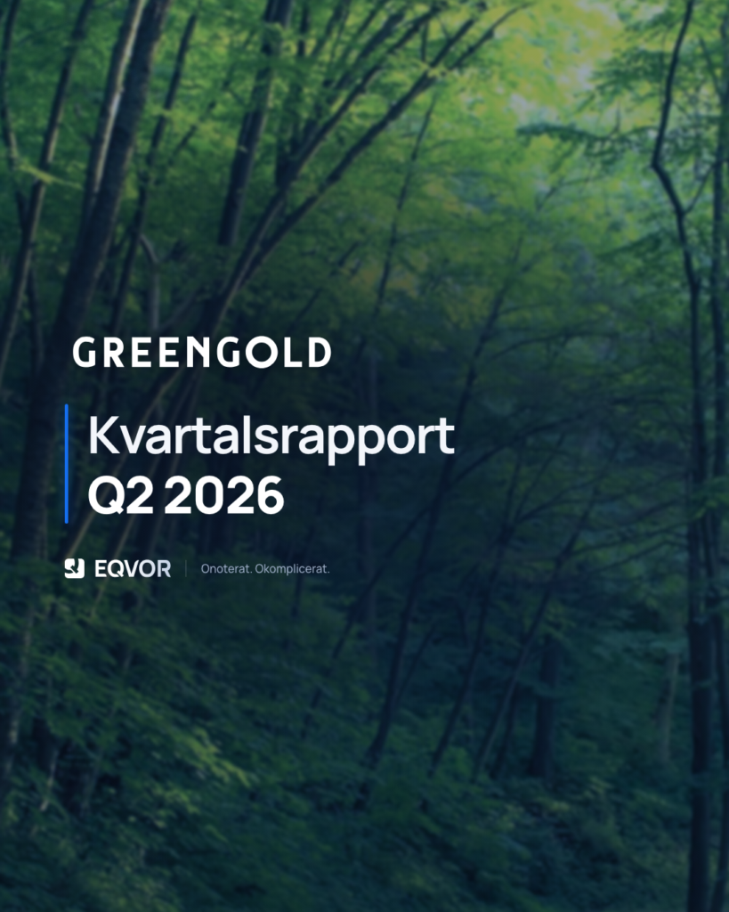 GreenGold Group kvartalsrapport Q2 2026 – lövskog med skogsbilväg